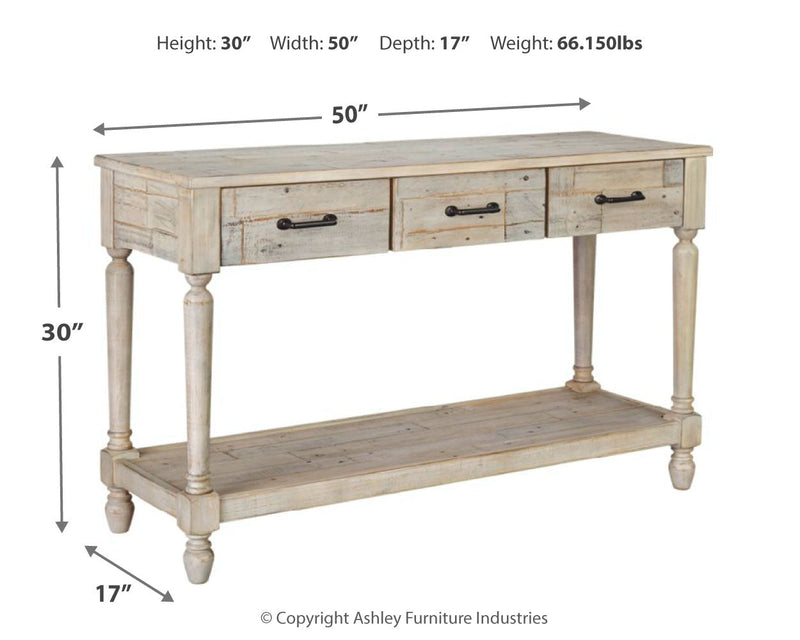 Shawnalore Whitewash Sofa Console Table