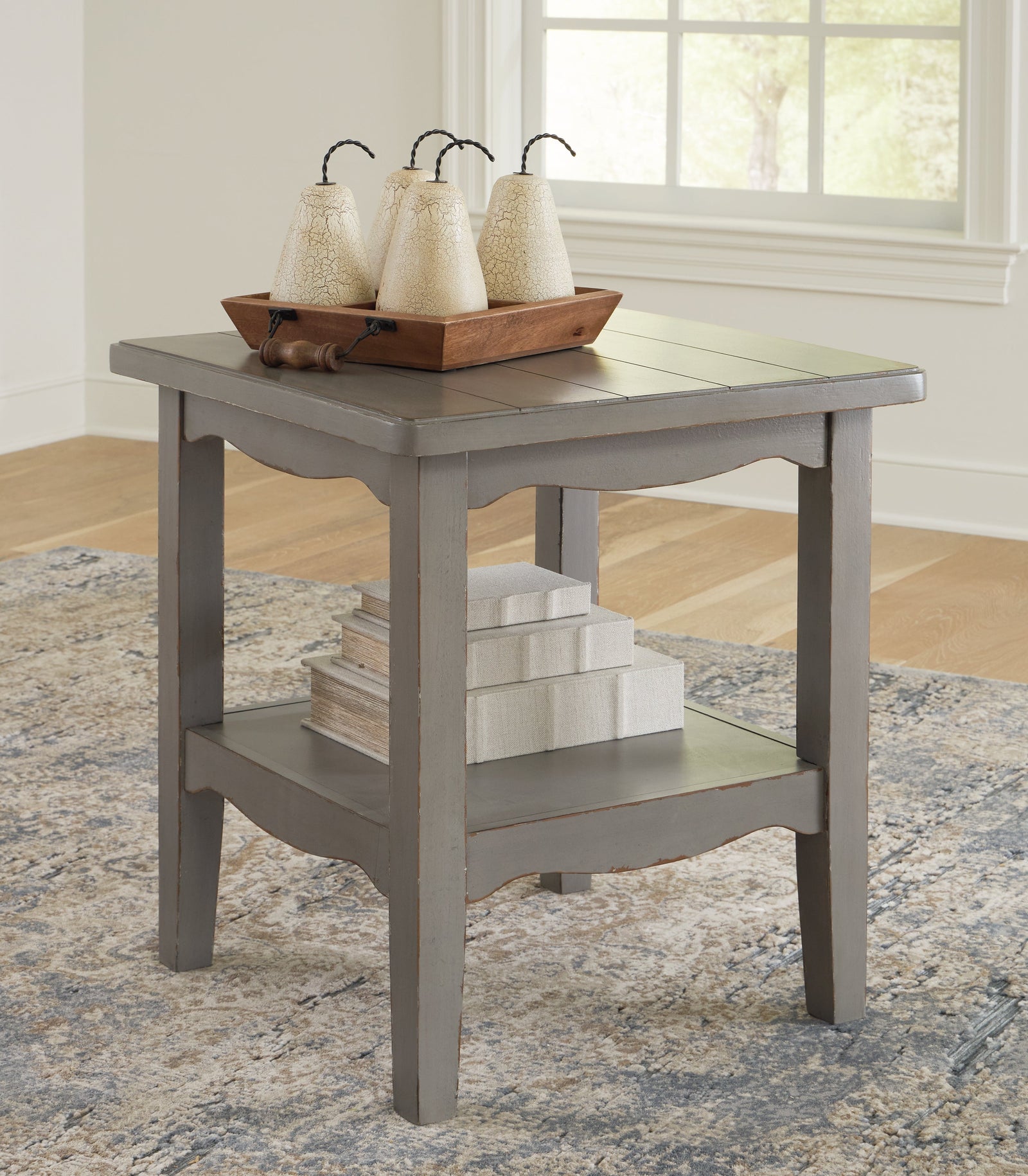 Charina Antique Gray End Table