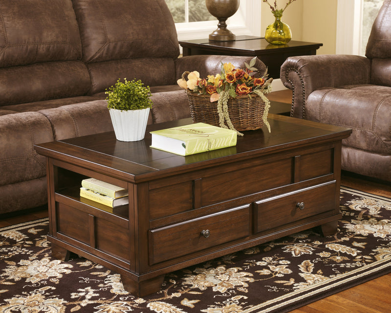 Gately Medium Brown Coffee Table With Lift Top