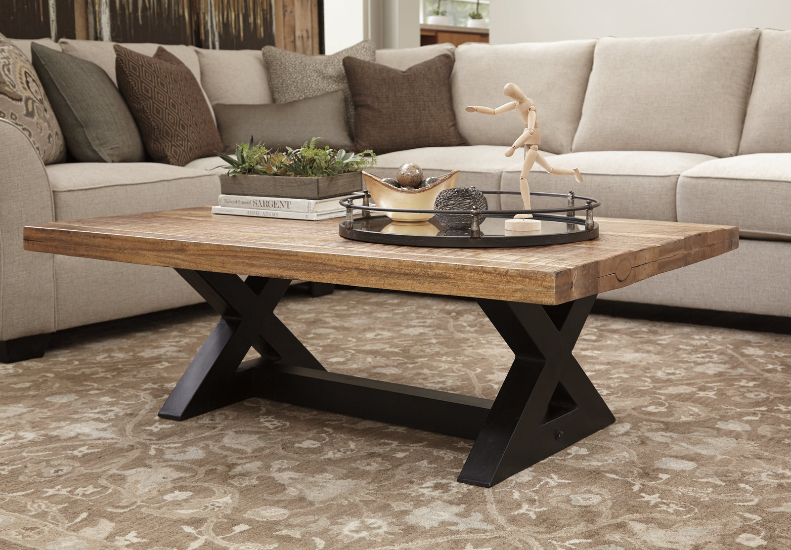 Wesling Light Brown Coffee Table With 1 End