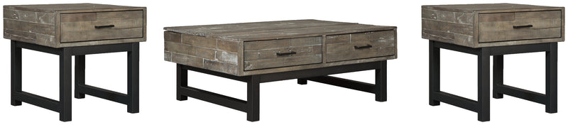 Mondoro Grayish Brown Coffee Table With 2 End Tables