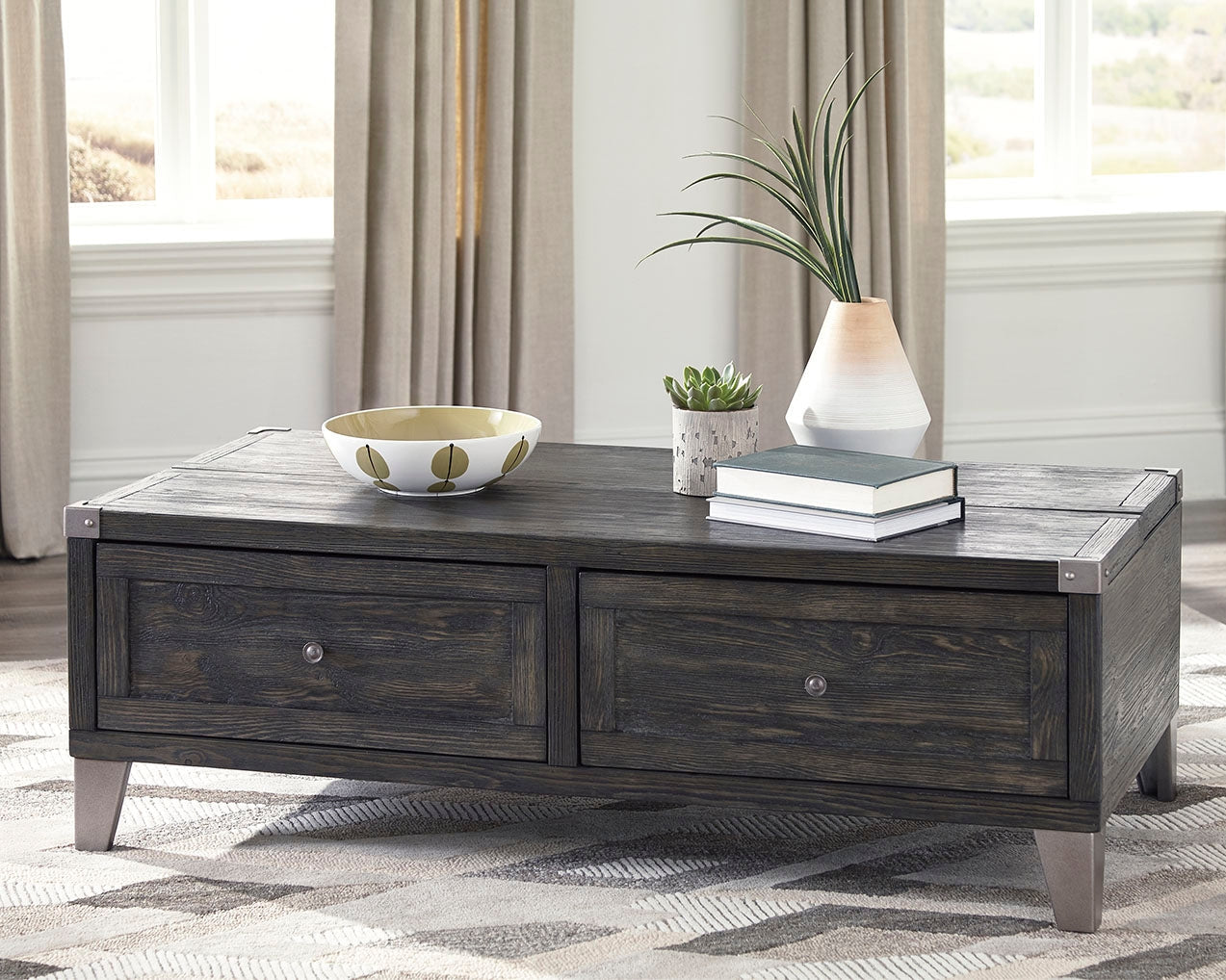 Todoe Dark Gray Coffee Table With Lift Top