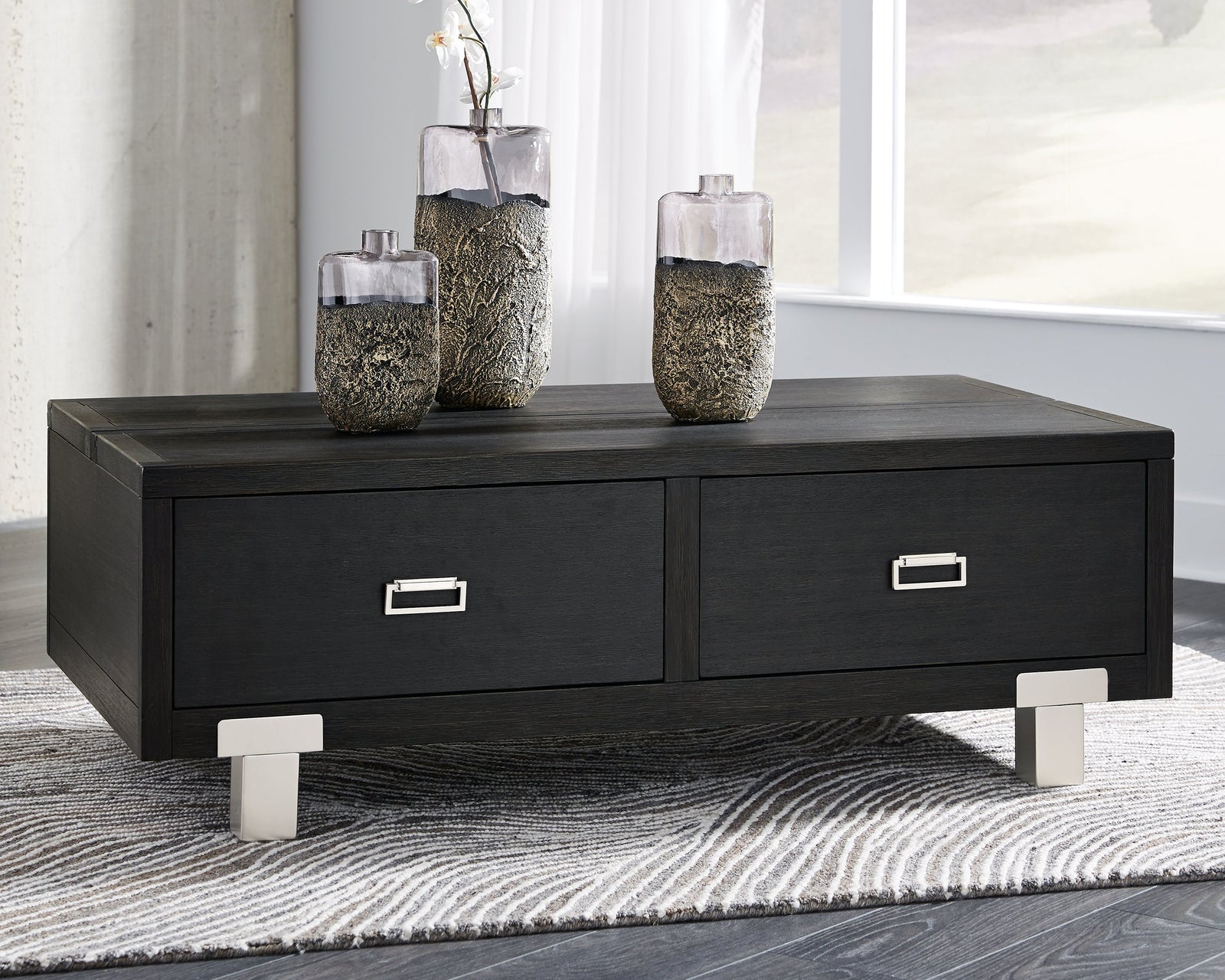 Chisago Black Silver Lift-top Coffee Table