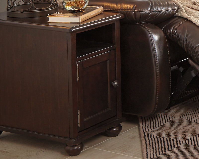 Barilanni Dark Brown Chairside End Table With Usb Ports & Outlets