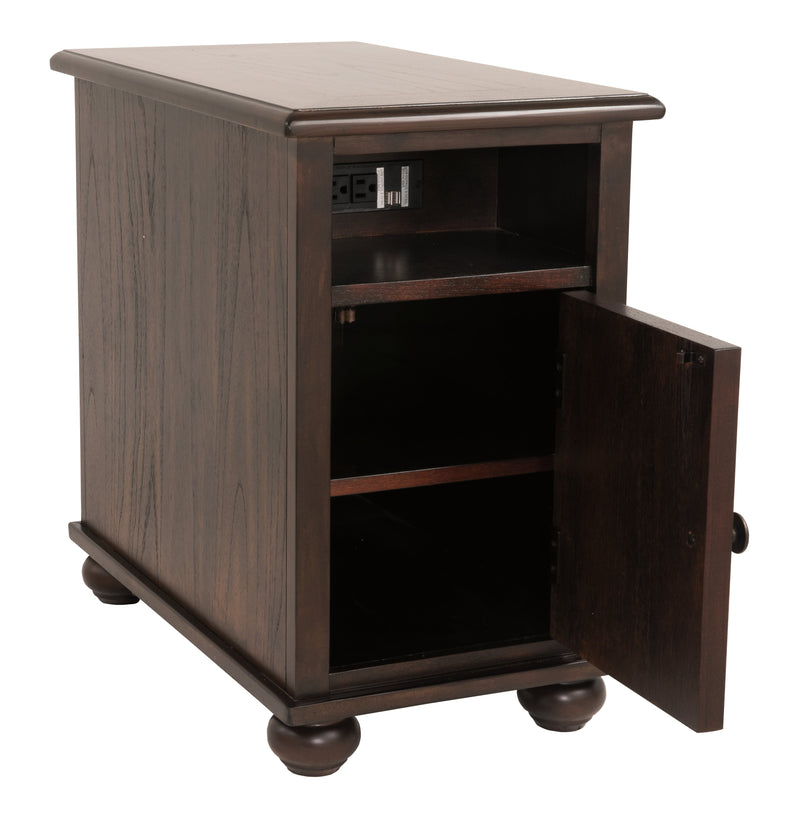 Barilanni Dark Brown Chairside End Table With Usb Ports & Outlets