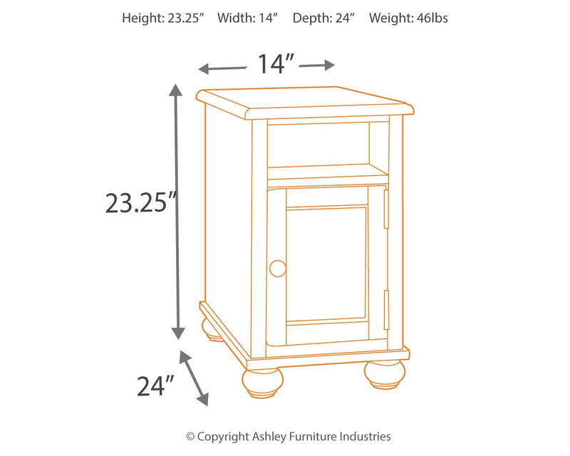 Barilanni Dark Brown Chairside End Table With Usb Ports & Outlets