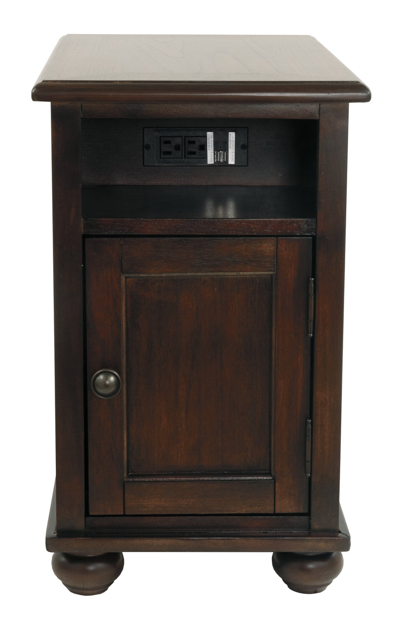 Barilanni Dark Brown Chairside End Table With Usb Ports & Outlets