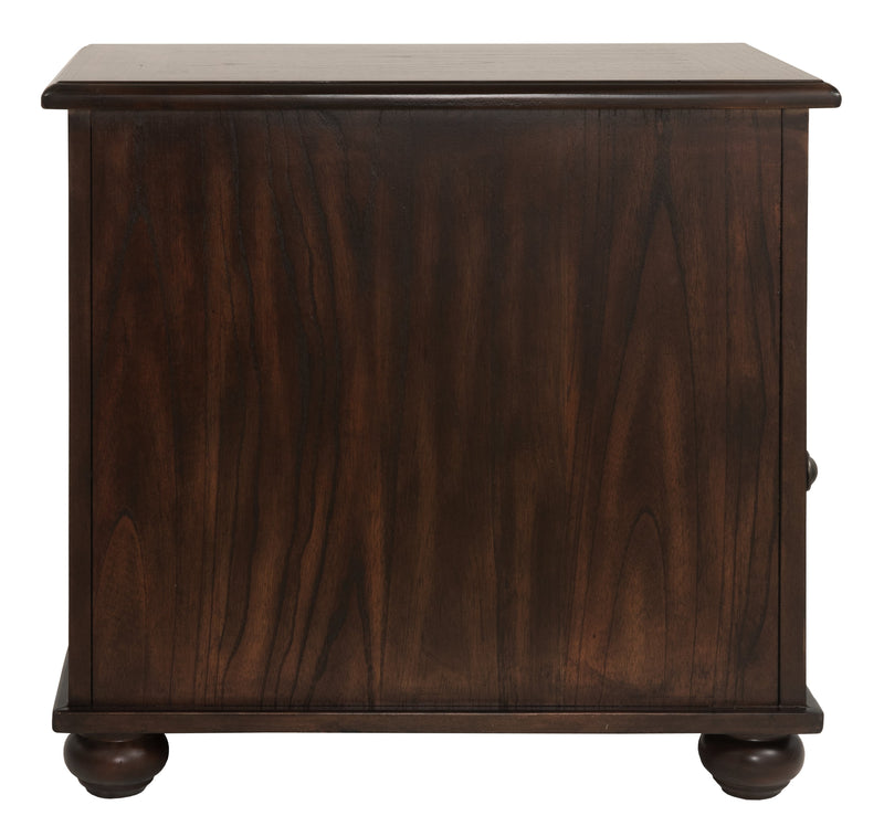 Barilanni Dark Brown Chairside End Table With Usb Ports & Outlets