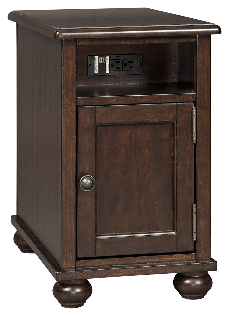 Barilanni Dark Brown Chairside End Table With Usb Ports & Outlets