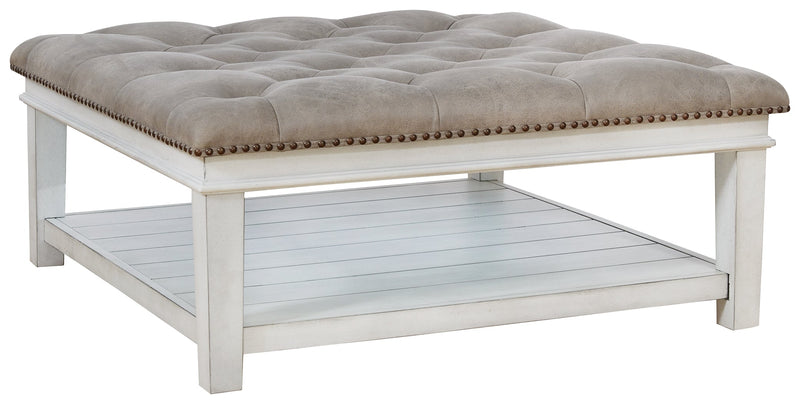 Kanwyn Whitewash Upholstered Ottoman Coffee Table