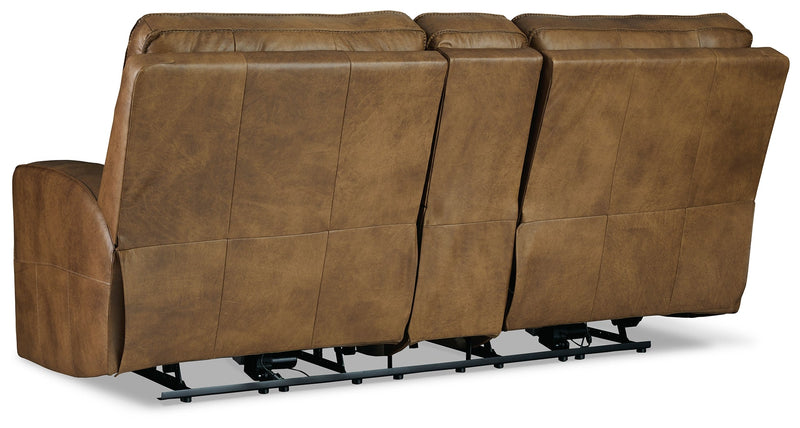 Game Plan Caramel Leather Power Reclining Loveseat