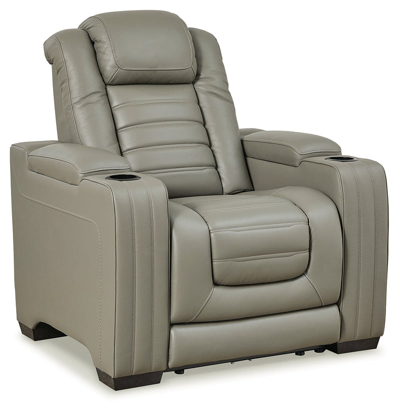 Backtrack Gray Leather Power Recliner