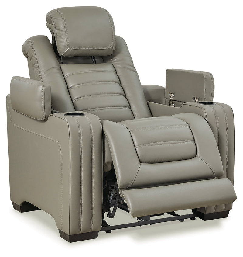 Backtrack Gray Leather Power Recliner