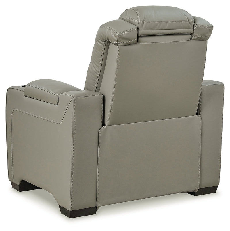 Backtrack Gray Leather Power Recliner