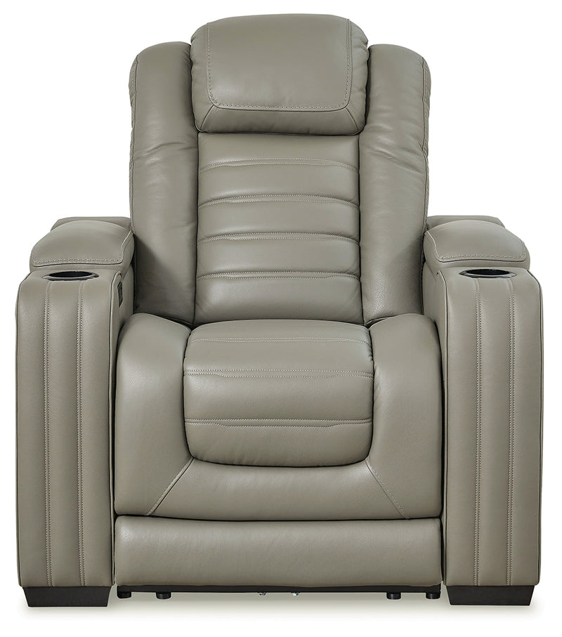 Backtrack Gray Leather Power Recliner