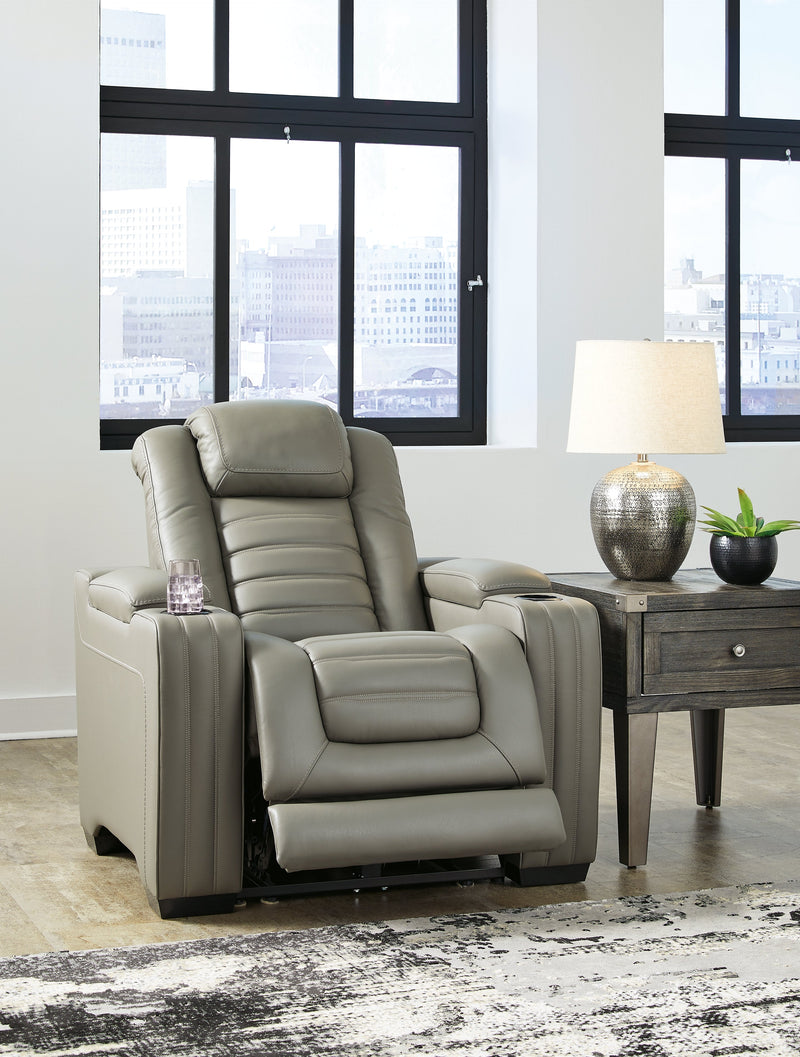 Backtrack Gray Leather Power Recliner