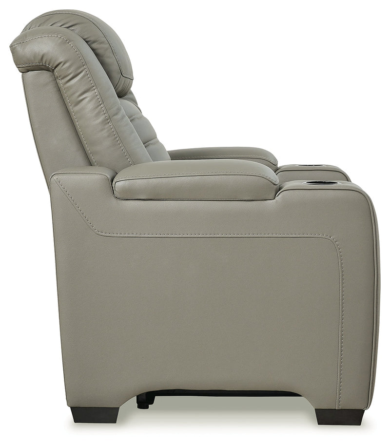 Backtrack Gray Leather Power Recliner