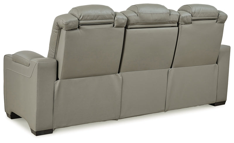 Backtrack Gray Leather Power Reclining Sofa