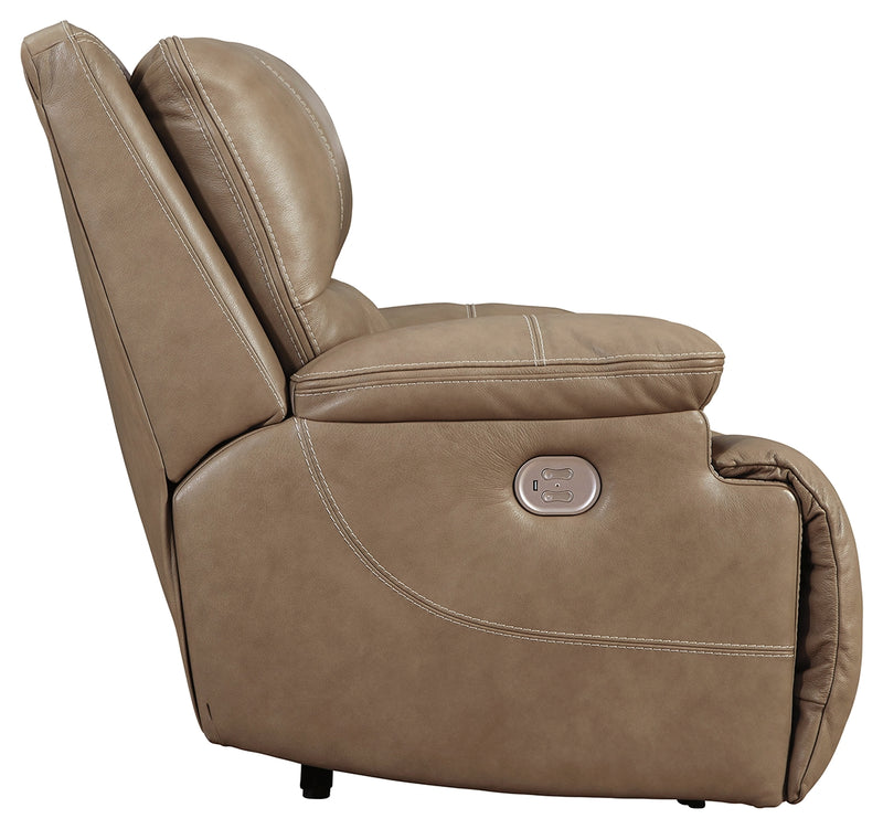 Ricmen Putty Leather Oversized Power Recliner