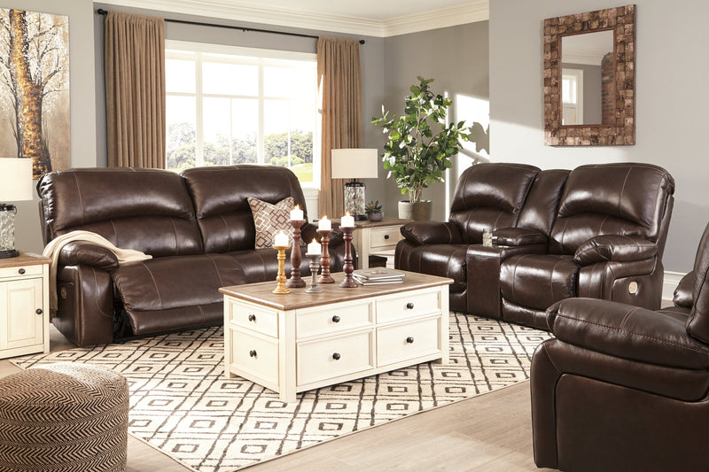 Hallstrung Chocolate Leather Power Reclining Sofa