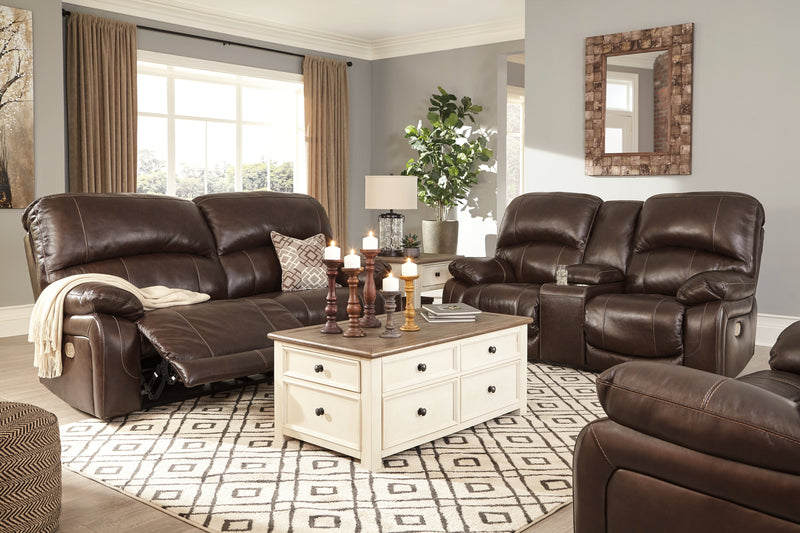 Hallstrung Chocolate Leather Power Reclining Sofa