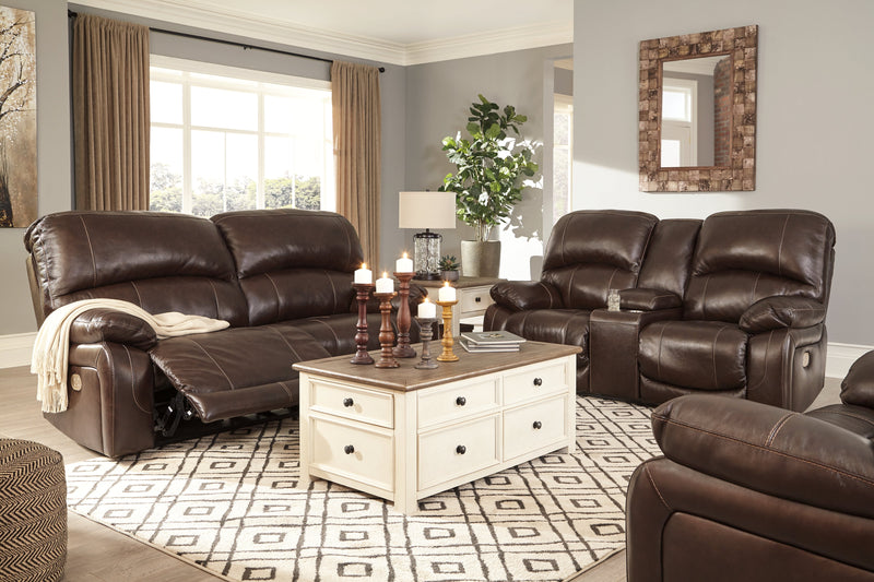 Hallstrung Chocolate Leather Power Reclining Sofa