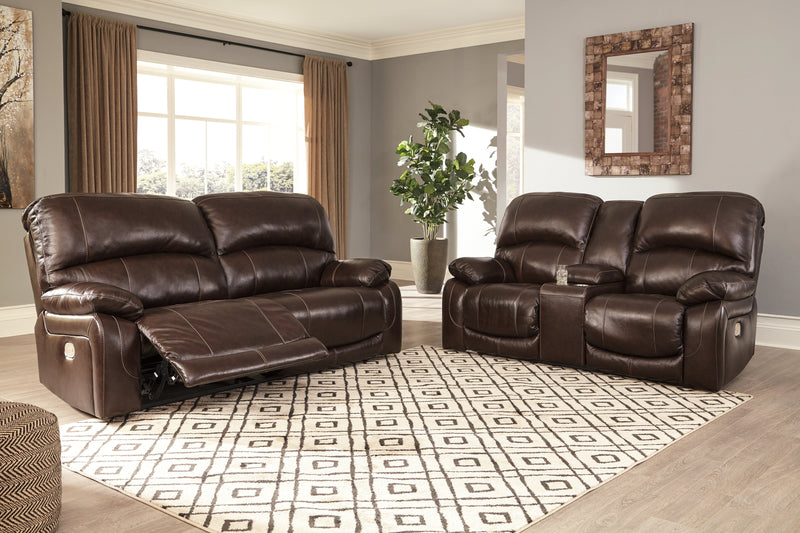 Hallstrung Chocolate Leather Power Reclining Sofa