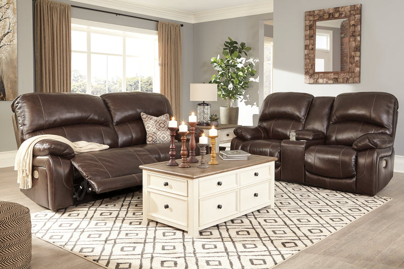 Hallstrung Chocolate Leather Power Reclining Sofa