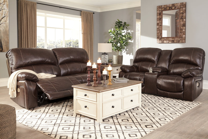 Hallstrung Chocolate Leather Power Reclining Sofa