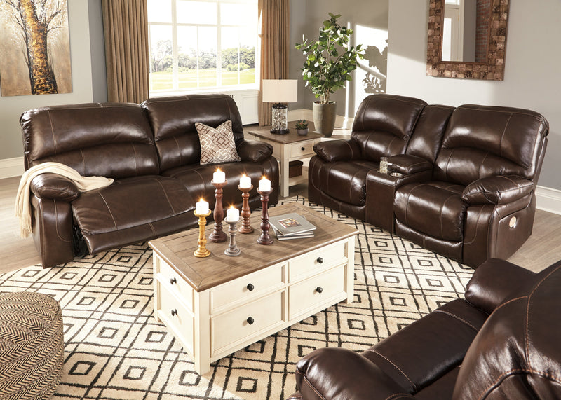 Hallstrung Chocolate Leather Power Reclining Sofa