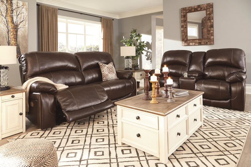 Hallstrung Chocolate Leather Power Reclining Sofa