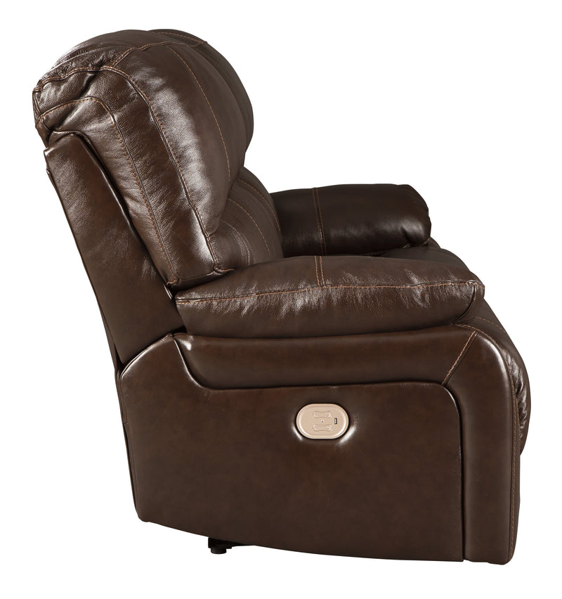 Hallstrung Chocolate Leather Power Reclining Sofa