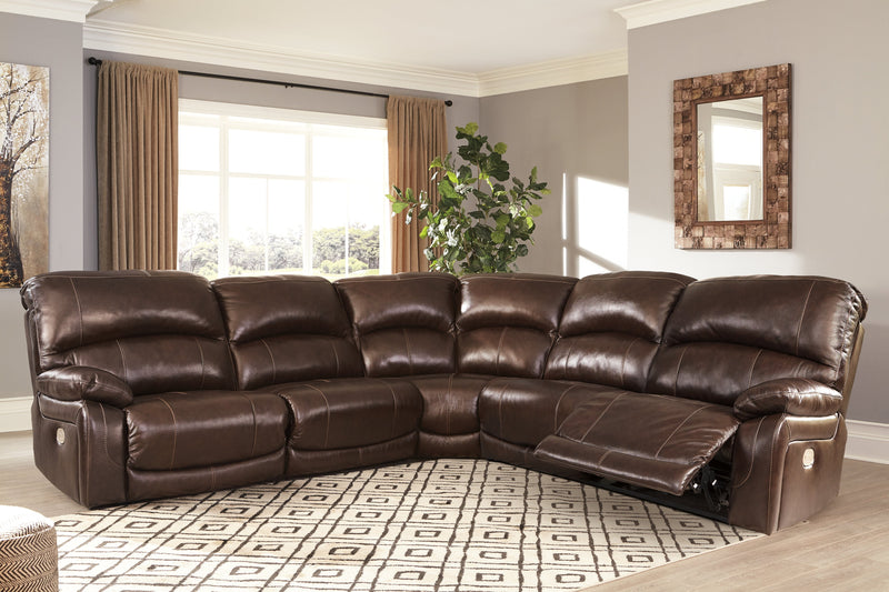 Hallstrung Chocolate 5-Piece Power Reclining Sectional