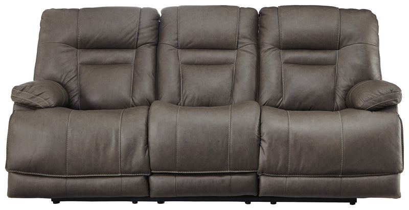 Wurstrow Smoke Leather Power Reclining Sofa