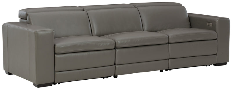 Texline Gray Leather 4-Piece Power Reclining Sofa