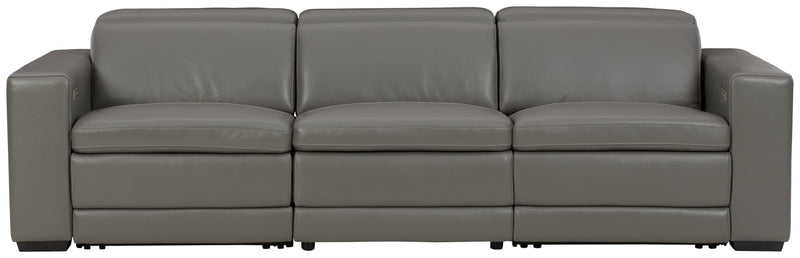 Texline Gray Leather 4-Piece Power Reclining Sofa