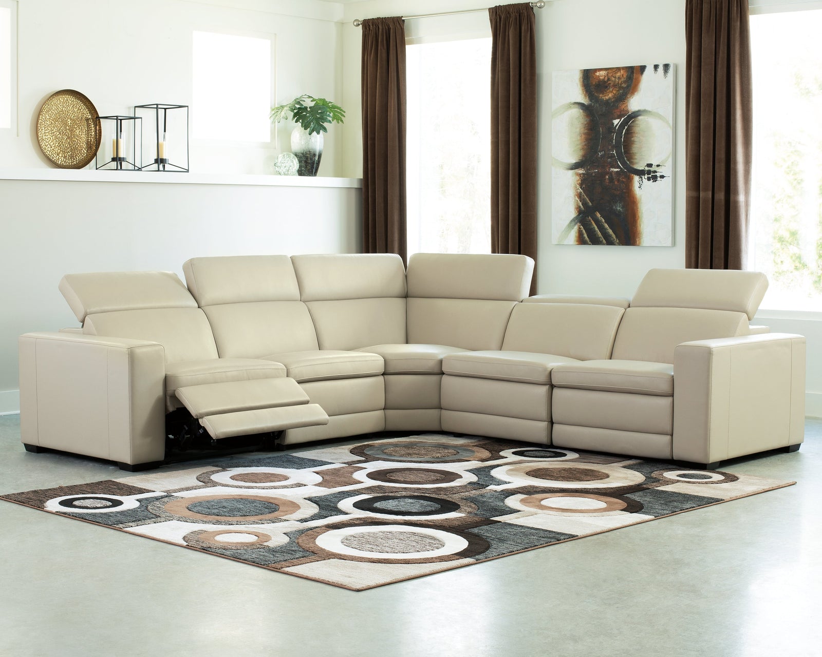 Texline Sand Leather 6-Piece Power Reclining Sectional