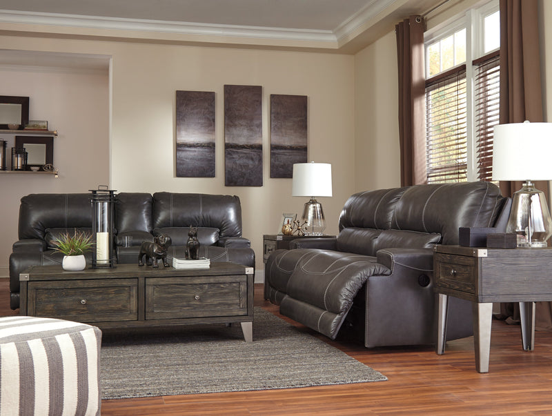 Mccaskill Gray Leather Reclining Sofa