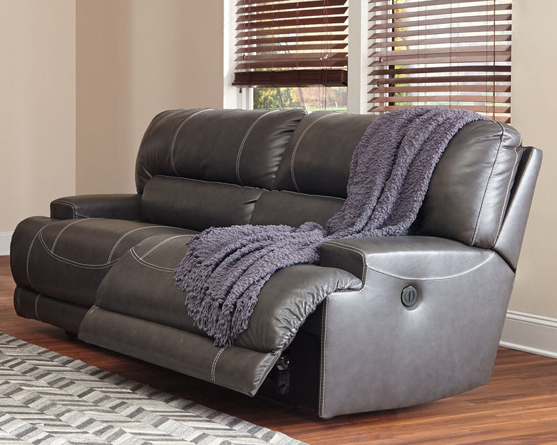 Mccaskill Gray Leather Reclining Sofa