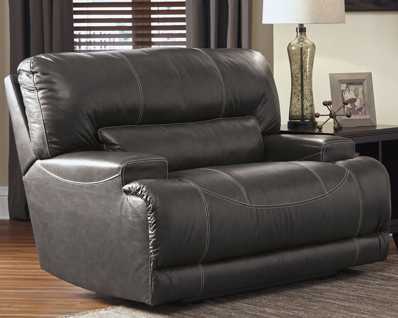 Mccaskill Gray Leather Oversized Recliner