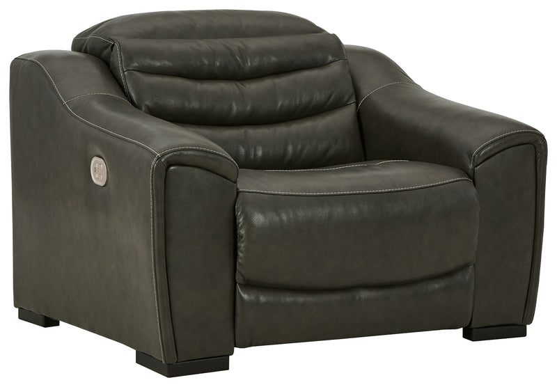 Center Line Dark Gray Leather Power Recliner