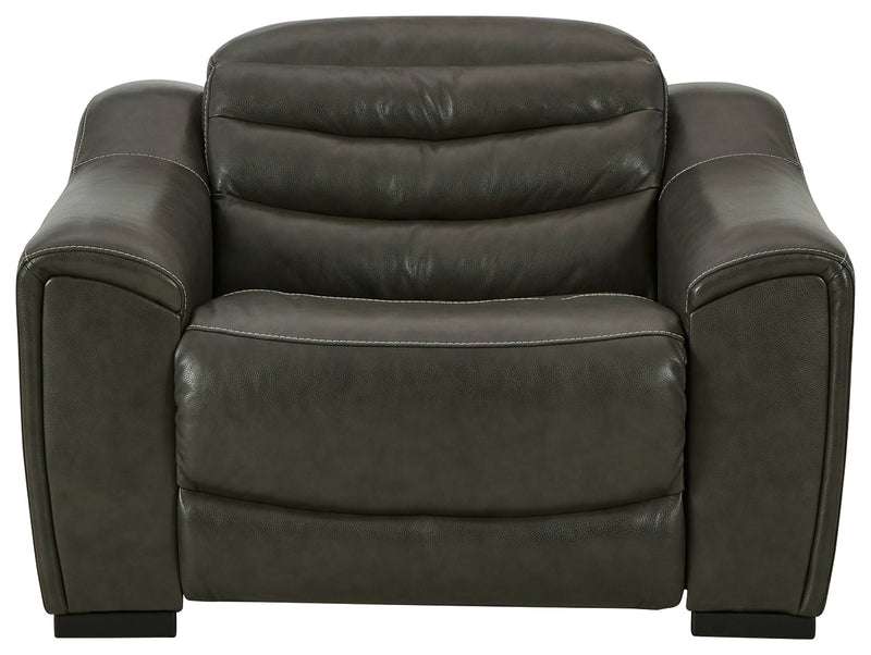 Center Line Dark Gray Leather Power Recliner