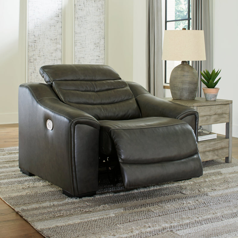 Center Line Dark Gray Leather Power Recliner