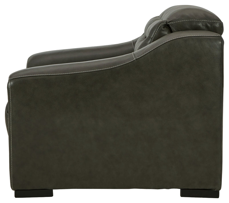 Center Line Dark Gray Leather Power Recliner