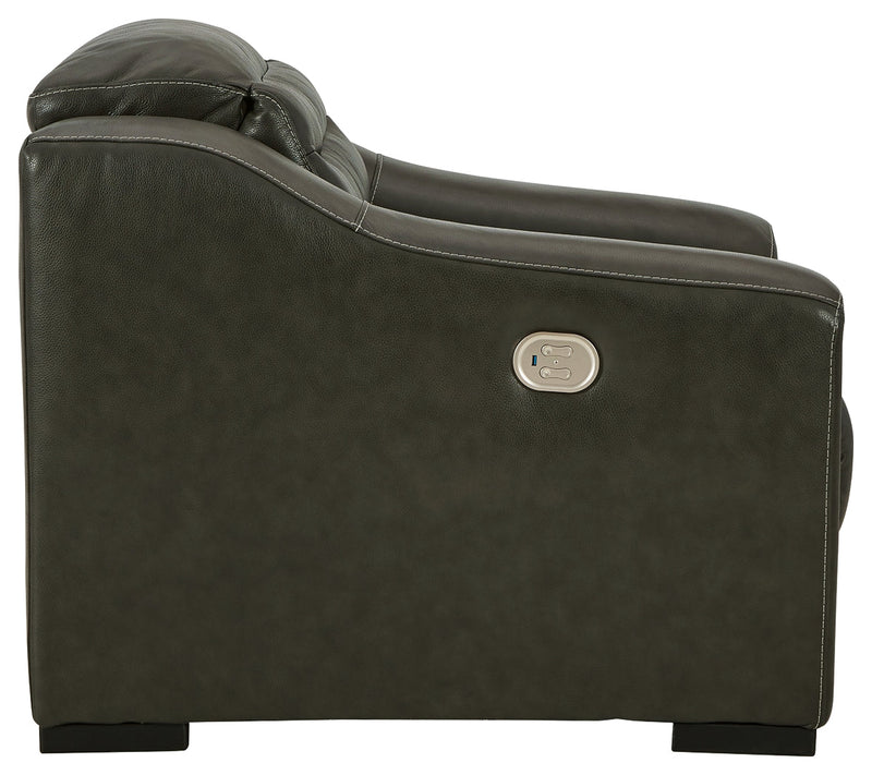 Center Line Dark Gray Leather Power Recliner