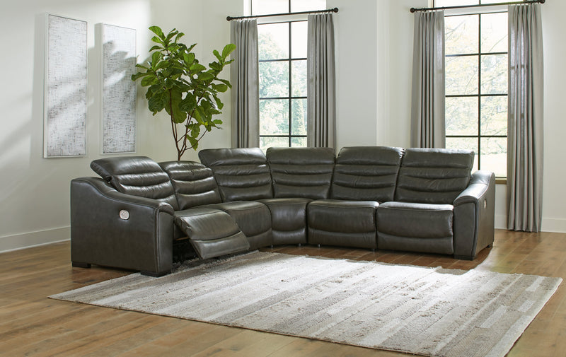 Center Line Dark Gray 5-Piece Power Reclining Sectional