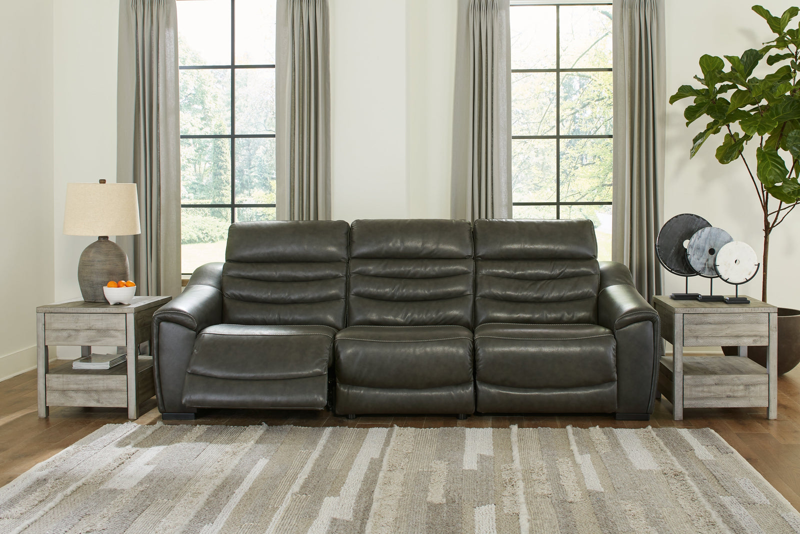 Center Line Dark Gray 3-Piece Power Reclining Sectional