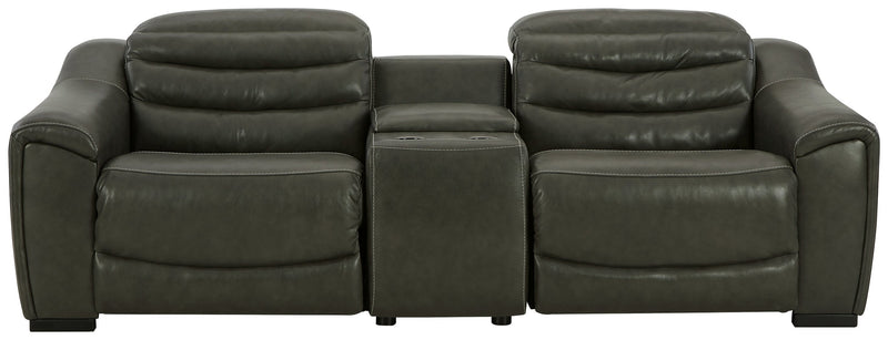 Center Line Dark Gray 3-Piece Power Reclining Loveseat With Console