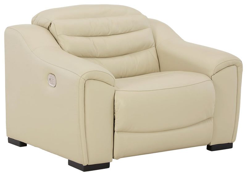 Center Line Cream Leather Power Recliner