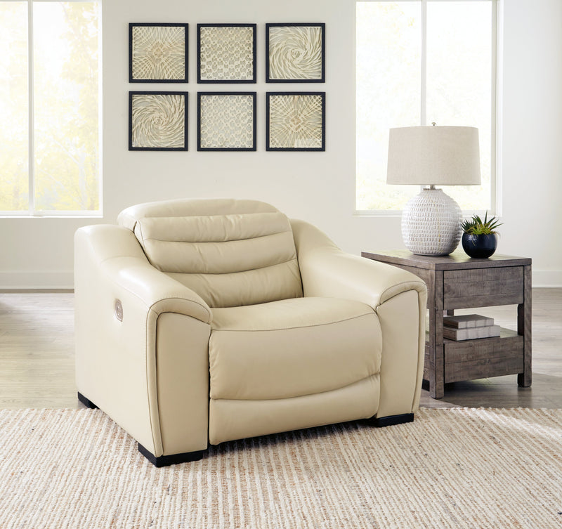 Center Line Cream Leather Power Recliner